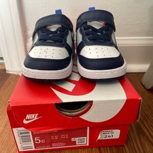 Nike Blue and White Sneakers with Velcro Closure
